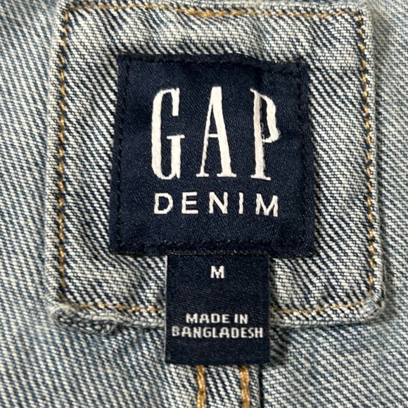 GAP Women’s Denim Overalls Medium Slouch Fit Blue Jean Overalls 25” Inseam - Picture 5 of 7